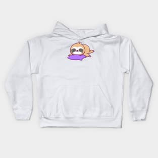 Cute Sloth Sleeping On Pillow Kids Hoodie